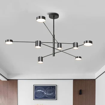 LED מודרנית נברשת סלון, חדר השינה, חדר העבודה שחור זהב לבן תקרה נברשת פשוטה הביתה מקורה עיצוב תאורה מנורות