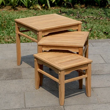 קיימברידג ' מזדמן וילם עץ טיק קינון שולחן צד 3-Pack