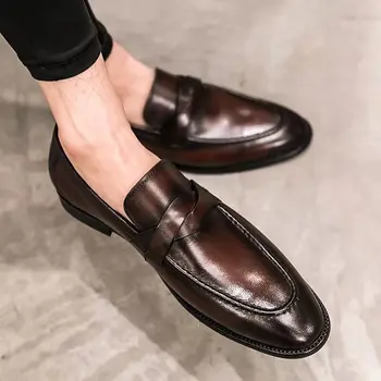 Mens נעלי עור מותג יוקרה הצביע לבוש עסקי נעלי עבודה נעלי חתונה לגברים רשמית גברים נעלי גברים בתוספת גודל 38-48