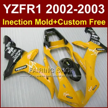 מכירה חמה ניידת צהוב מותאם אישית fairing עבור ימאהה bodyworks 02 03 YZF1000 YZF R1 2002 2003 yzf r1 חלקי הגוף מוצרים נלווים +7gifts
