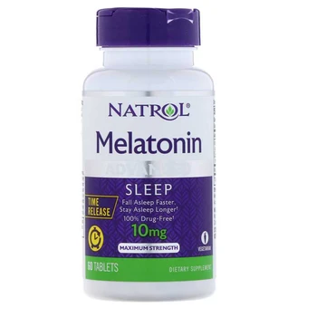 Natrol מלטונין, מתקדם לישון, זמן שחרור, 10mg 60 טבליות, חוזק מרבי, להירדם מהר יותר, לישון יותר.