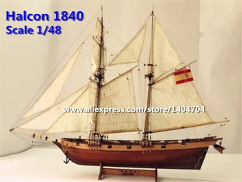 NIDALE מודל ספרד עץ קלאסי סירת מפרש בקנה מידה 1/48 הלקון 1840 עץ דגם ספינת מלחמה ערכות בולטימור מפרשית מודל