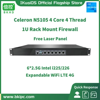 IKuaiOS Celeron N5105 Rack Mount חומת האש 6LAN 2.5 G תמיכה Pfsense MikrotikOS VLAN VPN רשת ניהול אבטחה רך המסלול