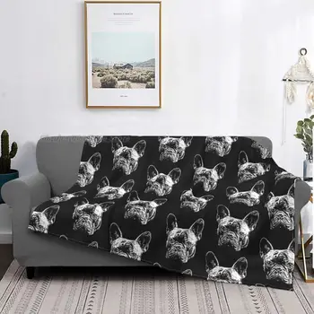 בולדוג צרפתי שמיכה כלב חמוד כיסוי קטיפה רך במיוחד כיסוי שמיכת פלנל מצעים למיטה נסיעות קטיפה עיצוב
