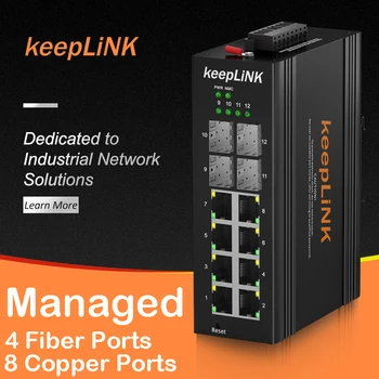 תעשייה 4-Port 10/100/1000Mbps Ethernet + 2-Port Gigabit SFP חריצים הצליח DIN-Rail IP40 תקן IEEE802.3af/ב פו מתג