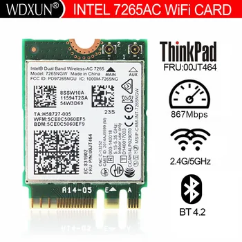 Dual Band כרטיס רשת 7265AC 2.4 g 5g wireless-AC 7265 802.11 ac 867M BT4.0 00JT464 04X6030 T450 X250 לינוקס/Win7/Win8/Win10/AP