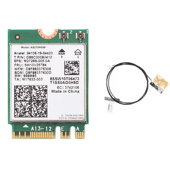 AX210NGW אלחוטי כרטיס רשת+2 מובנה אנטנות WIFI 6E Gigabit NGFF מ. 2 2.4 G/5G/6G Tri-Band Wireless כרטיס רשת