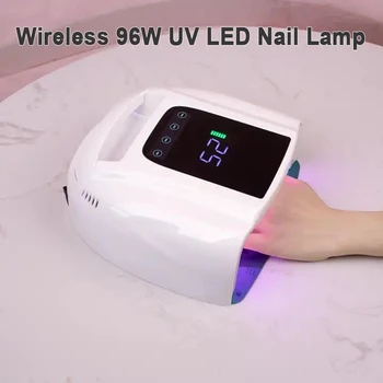 אלחוטי 96W UV LED נייל מנורה אלחוטית נטענת מהר לרפא ג ' ל הייבוש מכונה מקצועית לק מייבש מניקור אור