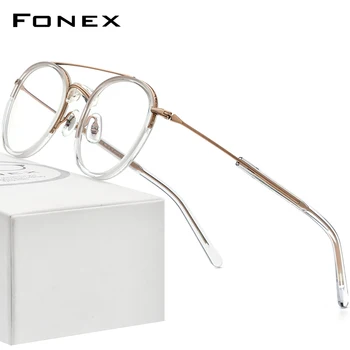 FONEX אצטט טיטניום משקפיים מסגרת גברים בציר סיבוב מרשם משקפיים נשים 2022 אופטי חדש משקפיים משקפי F85734