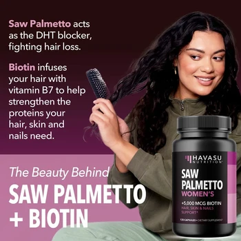 דקלון + ביוטין, תוסף עבור נשים | DHT חוסם את צמיחת השיער ויטמינים לנשים