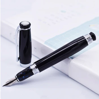 דיוק המורה מתכת שחור עט נובע לבן פנינה על גבי דיו עט Iraurita בינוני החוד 0.7 מ 