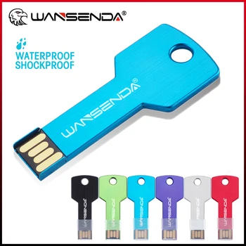 WANSENDA מפתח USB Flash Drive עמיד למים עט כונן 128GB 64GB 32GB 16GB 8GB Pendrive זיכרון דיסק 2.0 Thumbdrive