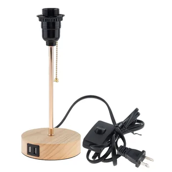 עץ המנורה בסיס בעל מנורת שולחן בסיס להחליף חוט המנורה שליד המיטה מחזיק עם טעינת USB יציאות הביתה תאורה