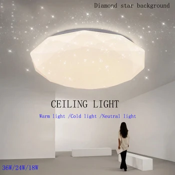 LED מנורת תקרה עבור חדר האוכל 36W 24W כוכבים בשמים LED תקרה נברשת תאורה עבור הסלון, חדר השינה, עיצוב תאורה