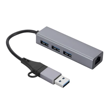Multiport רכזת USB 3.0 USB C Ethernet USB 3.0 ל-RJ45 מהרכזת 10/100/1000Mbps מתאם רשת USB Type-c רכזת Xiaomi Macbook Pro