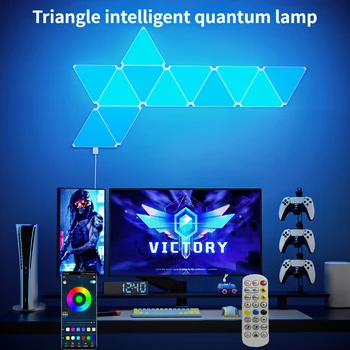RGB WIFI אפליקציה Bluetooth LED משולש מקורה אווירה מנורת קיר על המחשב את המשחק קישוט חדר השינה הוביל DIY קוונטית לילה אור