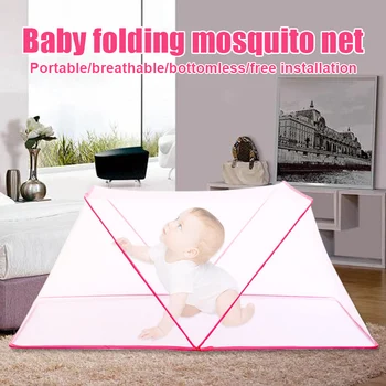 חדש כחול ורוד ילדים תינוק מתקפל כילה נגד יתושים לשינה בקיץ ישנה נייד היילוד נסיעות לישון באוהל התקנה-חינם