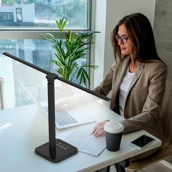 לאומי AA כפול מנורה מחזיק מתכת גדול מנורת שולחן USB נשלף הגנה העין עמעום משרד ללמוד