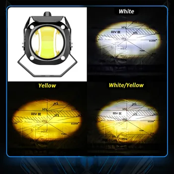 אורות הערפל עדשת הנורה אופנוע זרקורים LED לבן צהוב שני צבעים היי לו