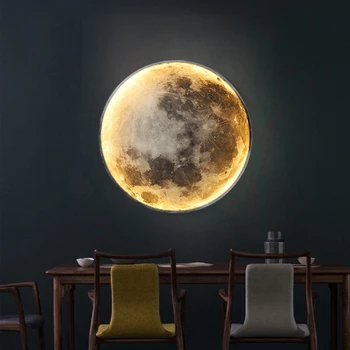 Led מנורת תקרה הירח,הירח מנורת קיר Dimmable,הדפסת 3D מנורת תקרה עם שלט רחוק, תאורה מצב