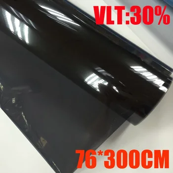 76cmx300cm/גליל אור המכונית השחורה גוון חלון הסרט זכוכית VLT 30%/ גליל 1 רובדי רכב אוטומטי הבית מסחרי הגנת שמש הקיץ