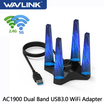 Wavlink AC1900/AX1800 Dual Band 2.4 G&5G USB 3.0 WiFi Dongle USB WiFi מתאם 4X3dBi חיצוניים רווח גבוה אנטנות על שולחן עבודה במחשב