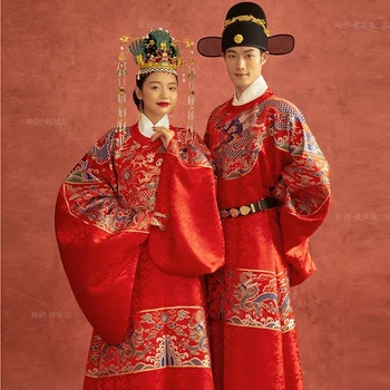 סינית מסורתית החתונה Hanfu להגדיר אדום והכלה זוג האוהבים תחפושות, צילום דרמה Cosplay תלבושות ריקוד קלאסי