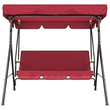 מרפסת נדנדה כיסא כיסוי 2 חלקים / סט אוניברסלי גן הכיסא Dustproof 3 מושבים חיצונית כיסוי (אדום)