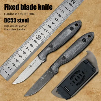 DC53 פלדה כלי טקטי סכין מחנאות חיצונית EDC כלי יד קבוע להב סכין להגנה עצמית