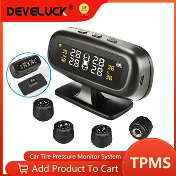 TPM מערכת ניטור לחץ צמיגים דיוק גבוהה סולארית טמפרטורה חכמה אזהרה להציג פלט USB tpm עם 4 חיישנים