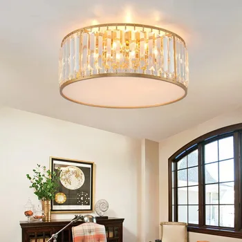 מודרני נחושת LED קריסטל מנורת התקרה מקורה תאורה לקישוט הבית העגול מנורות תקרה עבור הסלון לחדר השינה