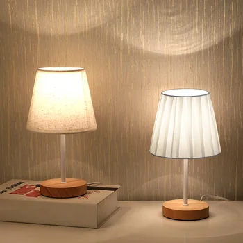 שולחן עץ מנורת USB מופעל מנורת הלילה חם אור המנורה שליד המיטה עם צילינדר מנורת אהיל שולחן אור השינה עיצוב הבית