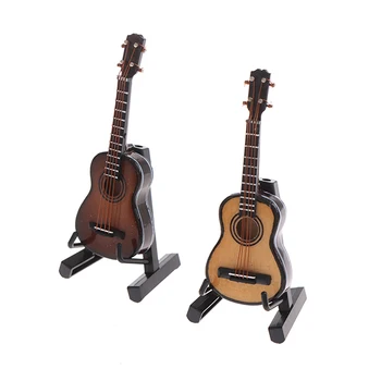 1set מיני גיטרה קלאסית דגם עממי נגינה דגם קישוטים עבור בית בובות קישוט חדש.