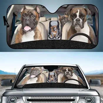 Coloranimal מגניב חיה נהיגה בוקסר כלב שמשת הרכב הקדמית חלון שמשה קדמית צל מתקפלים עמיד אוטומטי שמשיה בשביל להגן על