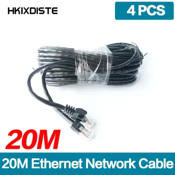 ערך 4 יח ' 20M 65ft cat5 רשת Ethernet כבל RJ45 תיקון חיצוני עמיד למים כבל LAN חוטי עבור מצלמות במעגל סגור, POE מצלמת IP מערכת