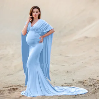 Elegence צעיף נשים יולדות שמלות סקסיות הריון ירי שמלת אישה בהריון צילום מקסי שמלה עבור להולדת התינוק צילום