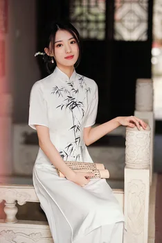 Yourqipao בסגנון סיני בגדי נשים בסגנון רטרו הרזיה שיפור מסורתי Cheongsam וייטנאמי Ao דאי נשים שמלת הערב