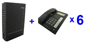 PBX / מיני PABX מערכת 308( 3 שורות +שלוחה 8 משתמשים ) ו-6יח טלפון set-עבור קטן businss פתרון