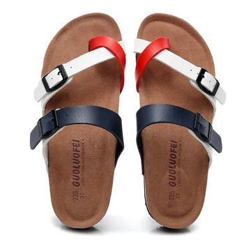 חם מכירת קיץ החוף של נשים נעלי סינטטי הפקק סנדלי נשים שטוחות החלקה כפכפים נעליים