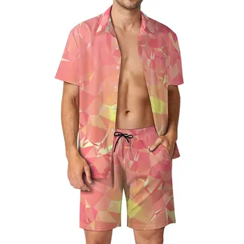 Geo הדפסה גברים סטים עיצובים גיאומטריים מזדמן חולצת להגדיר מצחיק חופשה קצרים בקיץ עיצוב חליפת שני חלקים בגדים בתוספת גודל