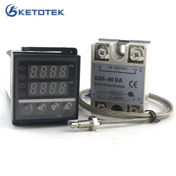 Ketotek כפולה דיגיטלי PID בקר טמפרטורה תרמוסטט רקס-C100 רפואי K SSR 40A SSR-40DA 110V 220V לתכנות