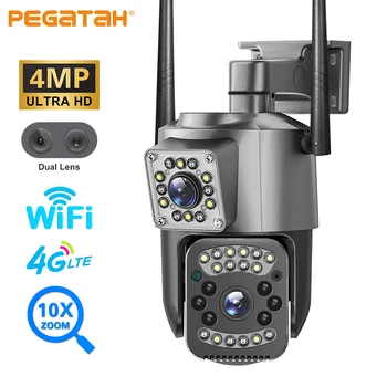 4MP 2K PTZ IP מצלמה Wifi 4G כרטיס ה-Sim כפול עדשה 10X זום חיצוני מצלמת אבטחה ראיית לילה מעקב מצלמות טלוויזיה במעגל סגור V380 Pro