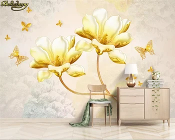 beibehang טפט מותאם אישית 3d ציור קיר באיכות גבוהה מובלט פלאש זהב פרח 3d סטריאו, טלוויזיה רקע קיר מסמכי עיצוב הבית