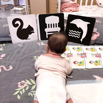 מונטסורי צעצועים לתינוק גירוי ויזואלי כרטיסי שחור לבן עם ניגודיות גבוהה כרטיסיות למידה צעצועים חינוכיים לילדים