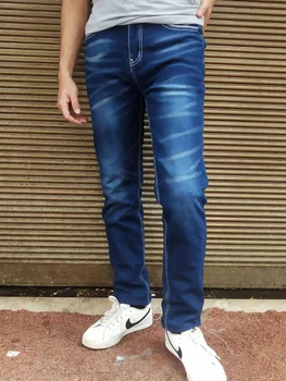 אופנת רחוב גברים ג 'ינס מוצק כיסי מתיחה ג' ינס ישר מכנסיים אביב קיץ עסקים מזדמנים מכנסיים בכל יום בגדי גברים