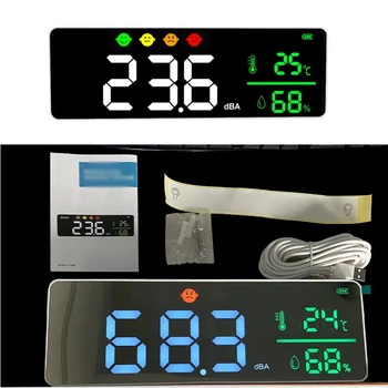 USB דיגיטלי דציבל צליל מטר חכם קיר רכוב השכנים על רעש גלאי 30-130dB LED טמפרטורה ולחות להציג Monito