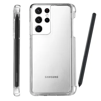 50pcs DHL אופנה עט חריץ שקוף case for Samsung Galaxy S21 אולטרה 5G TPU כיסוי אנטי-טוק SPen חריץ שקוף המקרים