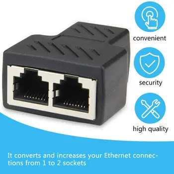 מחבר נקבה שקע רשת תקע RJ45 Ethernet LAN רשת Y מפצל 3 יציאות מצמד מחבר 1 2 שקע מפצל