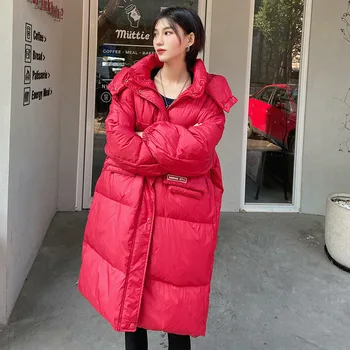 חורף לבן ברווז למטה אמצע אורך הג ' קט נשים 2021 חדש קוריאני גרסה חופשי רוכסן עבה נשים מעיל מעיל Ku8522