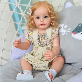 בלונדינית ילדה תינוק חמוד מחדש בובה 22 אינץ מציאותי גלי מציאותי נסיכת פעוט ביבי מתנת יום הולדת עבור ילדים בנות